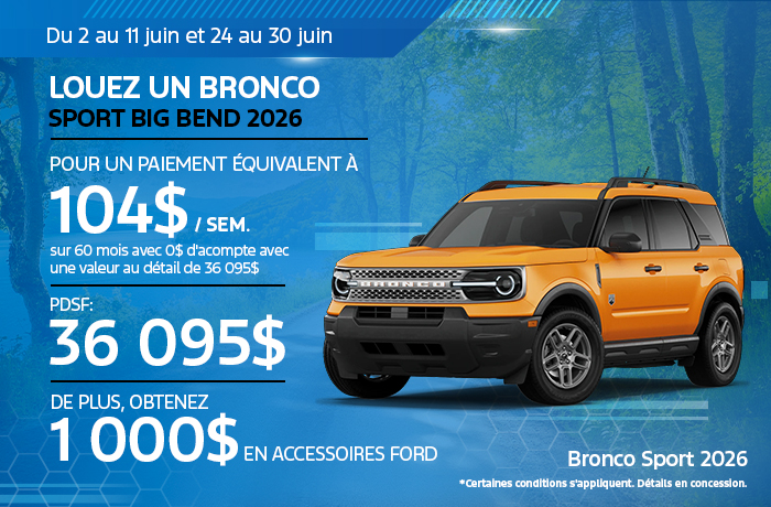 Bannière de Bronco Sport 2026