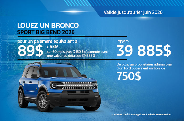 Bannière de Bronco Sport 2026