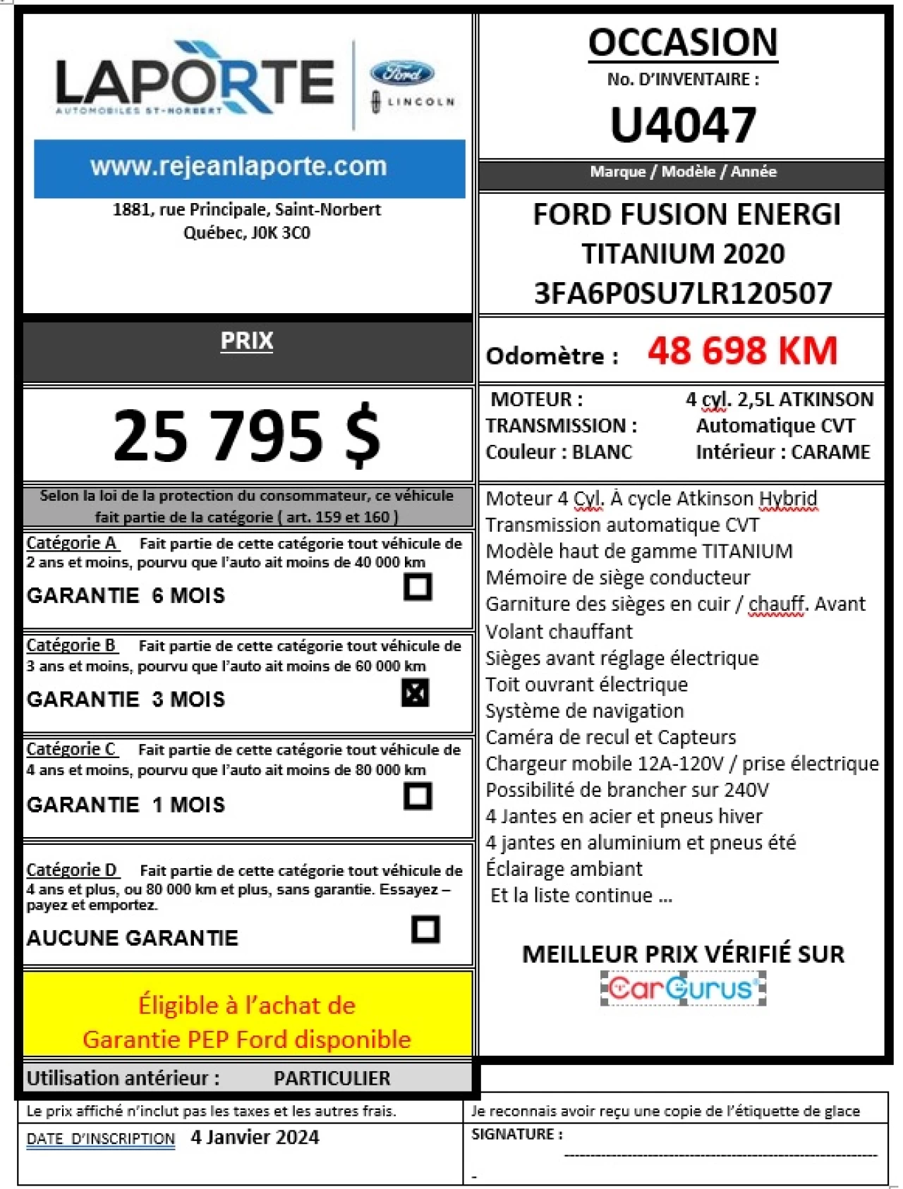 2020 Ford Fusion Energi Titanium Titanium Main Image