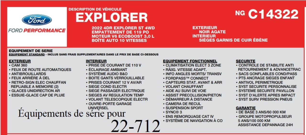 2022 Ford Explorer ST Image principale