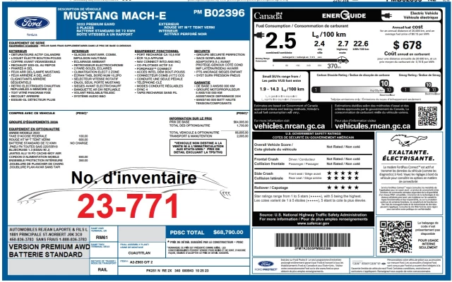 Ford Mustang Mach-E Premium Batterie standard 2023