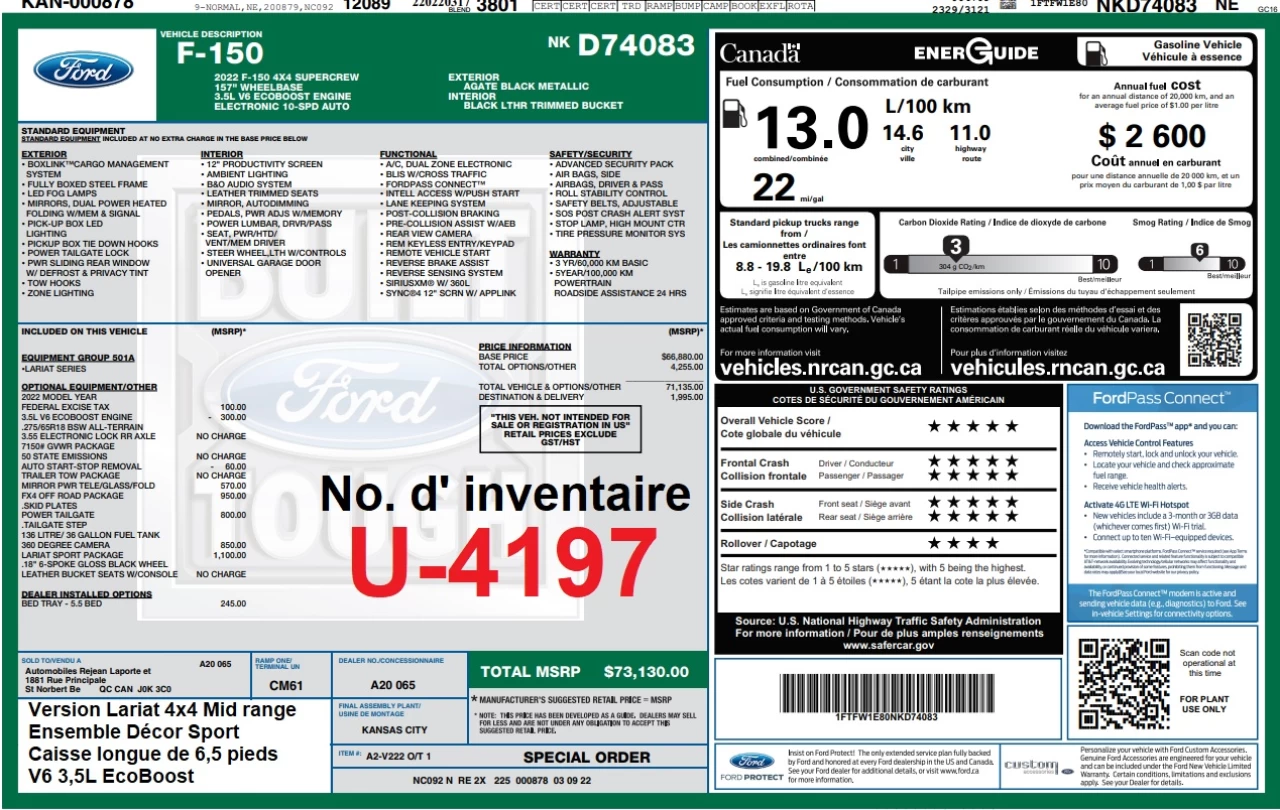 2022 Ford F-150 LARIAT Main Image