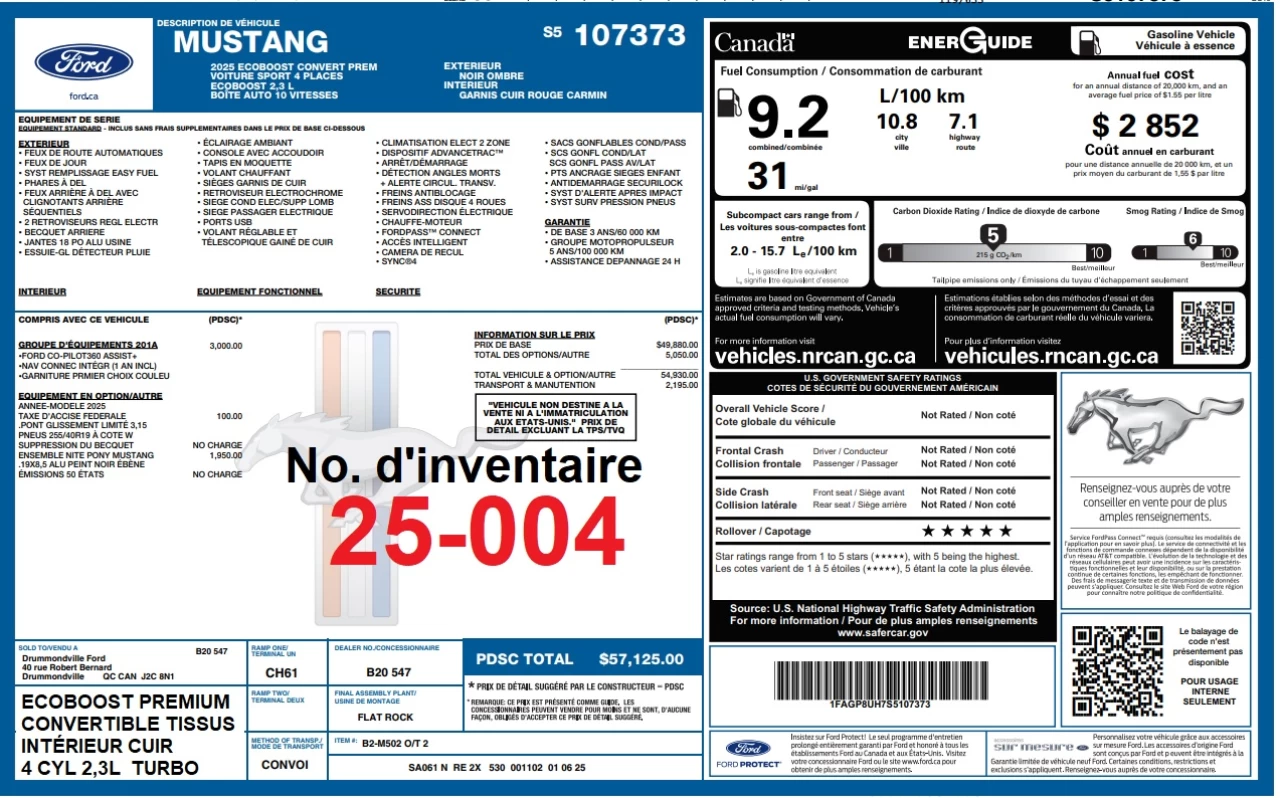2025 Ford Mustang EcoBoost Main Image