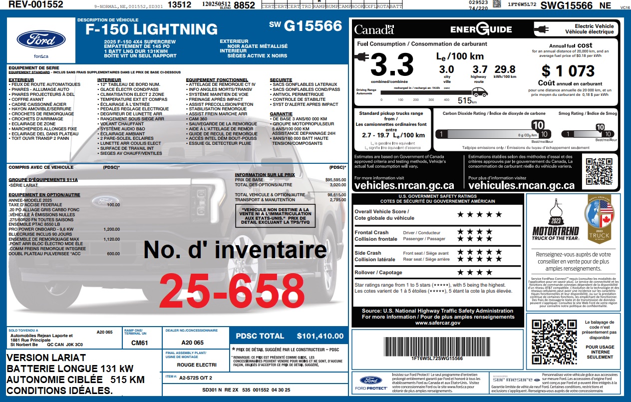 2025 Ford F-150 Lightning LARIAT Main Image